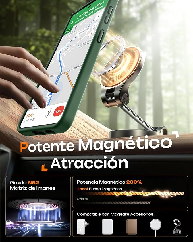 TOCOL for Samsung Galaxy S26 Case, Compatible with Magsafe, Full Camera Protection, Built-in Magnetic Ring, Drop Protection, Translucent Matte Phone Case for S26 6.3 inch (Alpine Green)