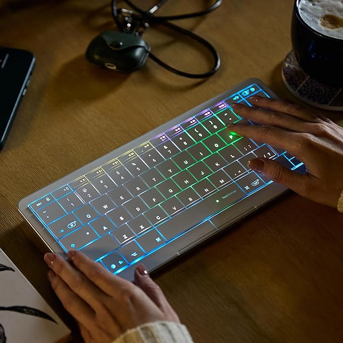 CLVX S Mac | Touch On Keys & Gestures AI Keyboard | Bluetooth & USB-C | Low Profile Silent Scissor Keys | Interactive RGB | Aluminum Chassis | Compatible with Mac/iPad/AppleTV/VisionPro