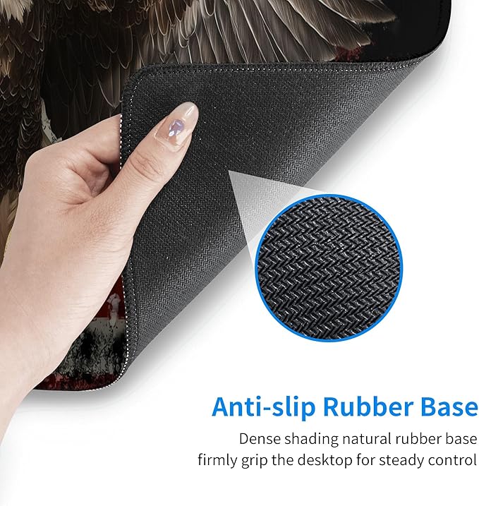 American Flag Bird Mouse Pad Extended Large Gaming Mouse Pad XL Stitched Edges for Gamer Home Office 31.5 X 11.8 Inch