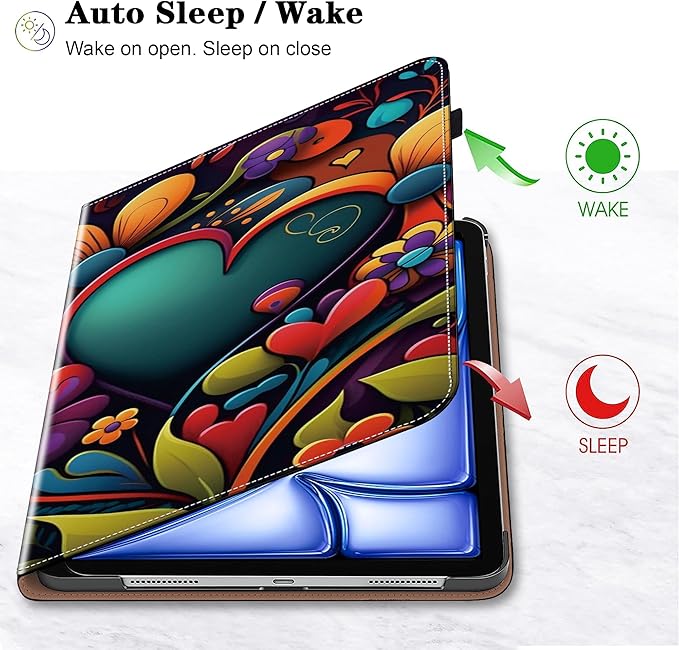 Compatible with iPad Air 11 Inch Case 8th/7th/6th Generation (M4/M3/M2) 2026/2025/2024, for iPad Air 5th/4th Generation Case 10.9 Inch 2022/2020 with Pencil Holder & Card Slots - Watercolor