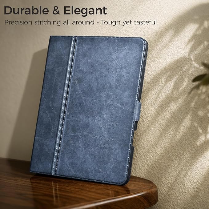 Slim Case for iPad Pro 13 Inch M5/M4 (2025/2024) A3360/A3361/A2925/A2926 with Pencil Holder,Lightweight Cover,Magnetic Closure,Multi Angle Stand,Typing Angle,Auto Sleep/Wake,Blue