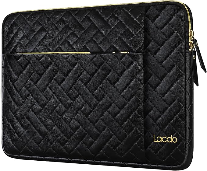 Lacdo 14 Inch Laptop Sleeve Case for HP Lenovo Dell ASUS Acer Chromebook 14 / HP Stream 14 / Dell Inspiron 14 / Lenovo IdeaPad 14 / Acer Spin/ASUS ZenBook Computer Bag Water-Resistant, Elegant Black