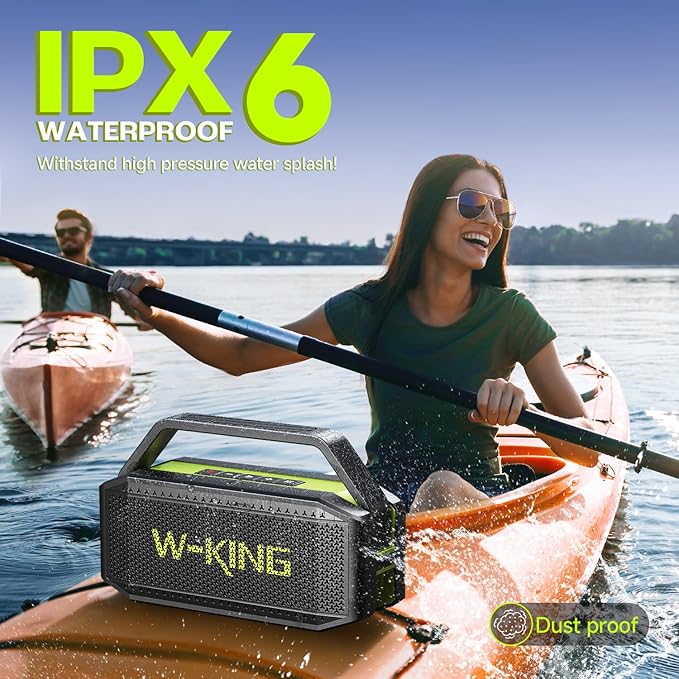Portable Bluetooth Speaker 100W(Peak) Loud with Deep Bass, W-KING IPX6 Waterproof Speakers Bluetooth Wireless, 60W Ex-large Passive Radiator/40H/EQ/Dual Pairing/TF/AUX, Party Big Large Outdoor Boombox