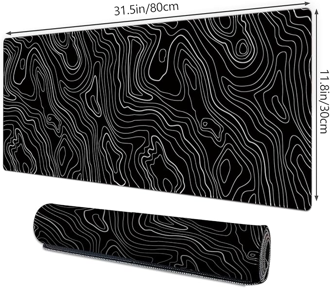 Galdas Mouse Pad For Gaming,XXL XL Large Mouse Mat Long Extended MousePad Desk Mat Non-Slip Rubber Mice Pads Stitched Edges Thin (31.5 x 11.8 x 0.12 Inches) Topographic Map