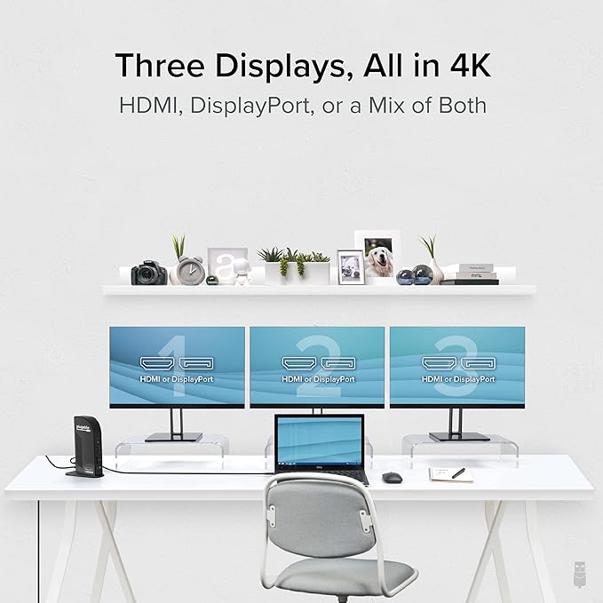 Plugable 13-in-1 USB C Docking Station 4K Triple Monitor with 100W Power Delivery | USB C Dock for Windows, Mac, ChromeOS, Thunderbolt | Driver Required | 3X HDMI and 3X DisplayPort (UD-ULTC4K)