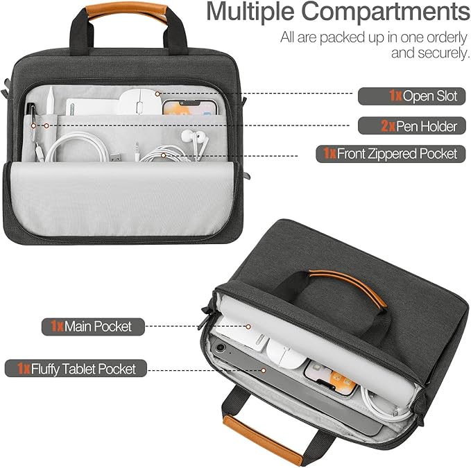 MoKo 9-11 Inch Tablet Sleeve Case, Protective Handle Shoulder Bag Fits New 11inch iPad Air M4 2026/Pro M5/M4, iPad A16 2025, 10th/Air 5/4th 10.9, iPad 9/8/7th 10.2, Tab S8/S9 11, Black & Gray