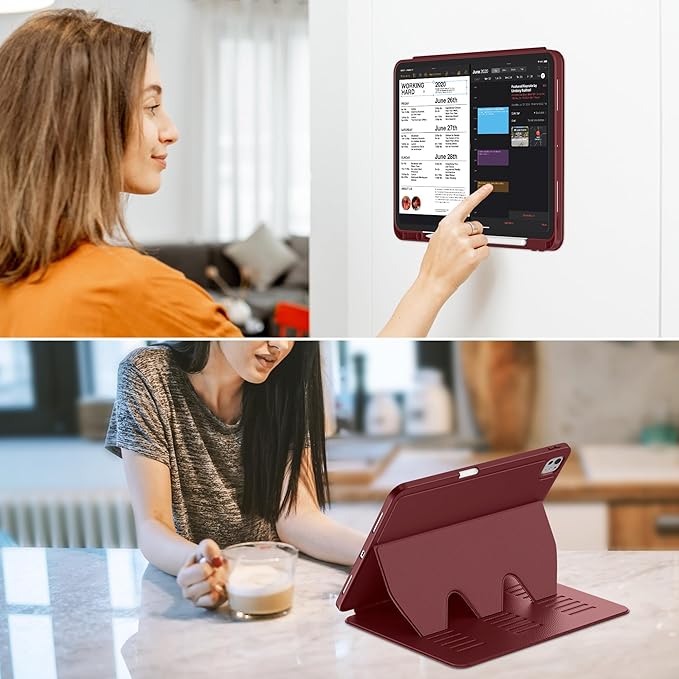 VIKESI Case for iPad iPad Pro 13-inch M5 or M4 Released in 2025 or 2024,Multiple Angles Magnetic Stand Cover,Shockproof Soft Back,Pencil Holder,and Auto Sleep/Wake,Wine