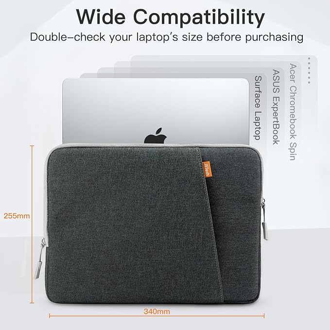 JETech Laptop Sleeve for 13-14Inch MacBook Neo (A18 Pro), MacBook Air/Pro (M1-M5) 2020-2026, 13-13.6 Inch Notebook, Waterproof Shock Resistant Bag Case with Accessory Pocket (Dark Grey)