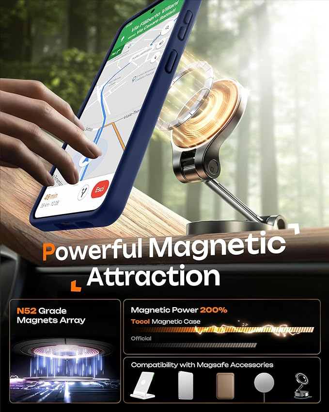 TOCOL for Samsung Galaxy S26 Case, Compatible with Magsafe, Full Camera Protection, Built-in Magnetic Ring, Drop Protection, Translucent Matte Phone Case for S26 6.3 inch (Dark Blue)