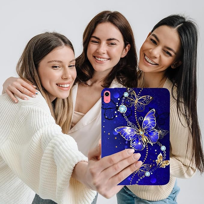 for Apple iPad A16 11th Generation Case 11 inch 2025 & iPad 10th Generation Case 10.9 inch 2022 Lightweight Soft TPU Back Shockproof Cover Silicone Bumper Shell, Blue Butterfly Jewelery