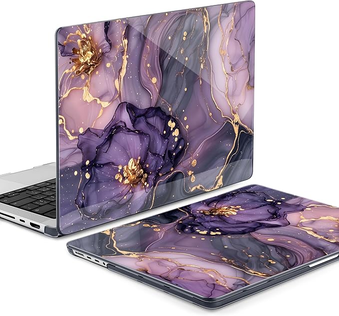 DONGKE Case for MacBook Pro 14 Inch (2026-2021 Release, M5 M4 M3 M2 M1 Pro/Max Chip), Plastic Slim Hard Shell Protective Cover with Keyboard Cover & Screen Protector, Purple Hydrangea