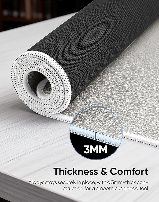 Reniteco Waterproof Large Gaming Mouse Pad with Durable Stitched Edges, Non-Slip Rubber Base, Grainy Jacquard Mouse Mat Desk Pad for Home Office Gaming, 35.4''x15.7''x0.12'', Matte Beige