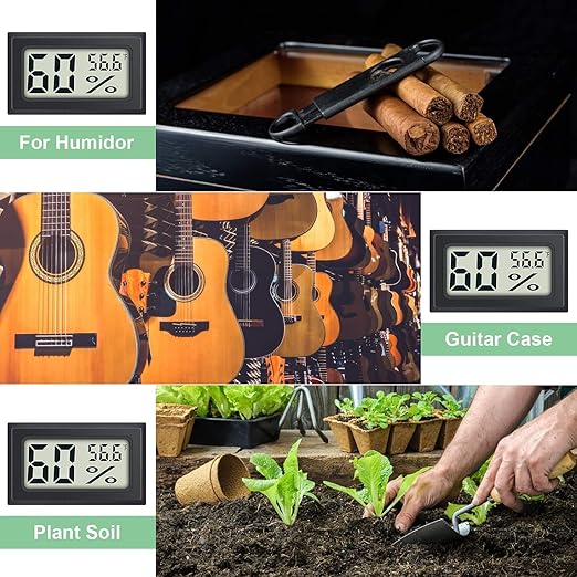 8 Pack Mini Indoor Temperature Humidity Meter Gauge Thermometer Hygrometer LCD Display Fahrenheit (℉) for Humidors Greenhouse Garden Cellar Jars Closet