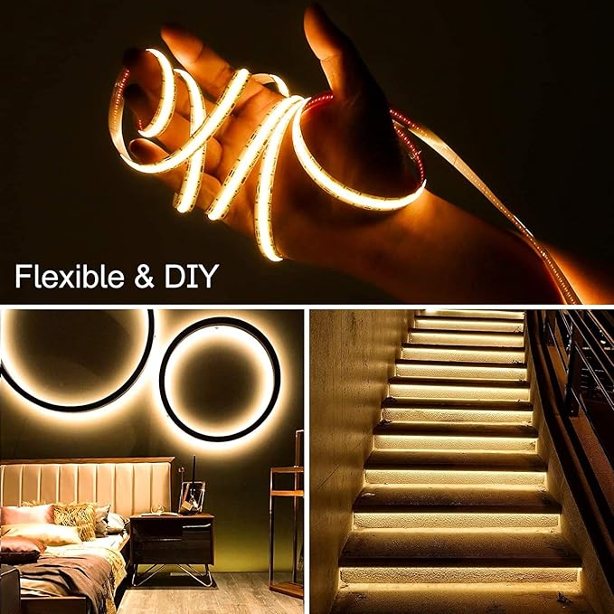 PAUTIX COB LED Strip Light White CCT Tunable 1920LEDs Super Bright,9.84ft Dimmable 2700K-6500K 24V LED Tape Light with UL-Listed Power Supply,for Under Cabinet Bedroom Kitchen TV Mirror DIY Lighting