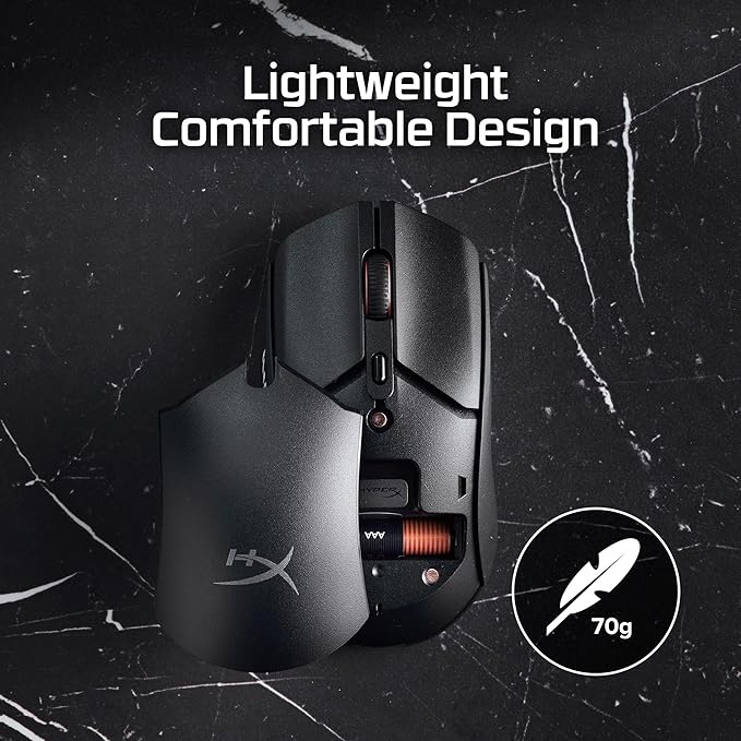 HyperX Pulsefire Haste 2 Core Wireless – Gaming Mouse for PC, Long Battery Life, Lightweight, Custom Core Sensor, Dual Wireless Connectivity, White