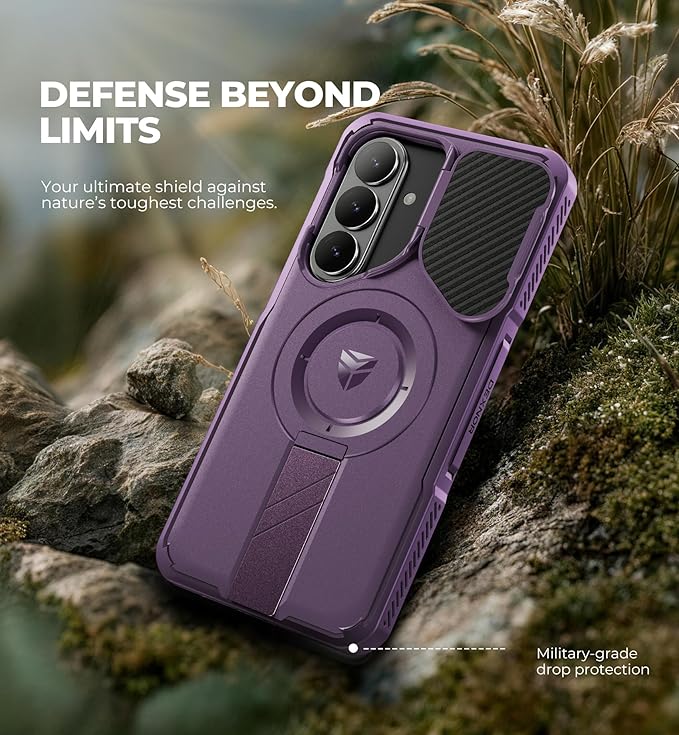 Dexnor for Samsung Galaxy S26 Plus Case with Camera Cover & Adjustable Kickstand & Screen Protector, Compatible with MagSafe, Rugged Shockproof Bumper Cases Magnetic Protective Cover(2026),6.7",Purple