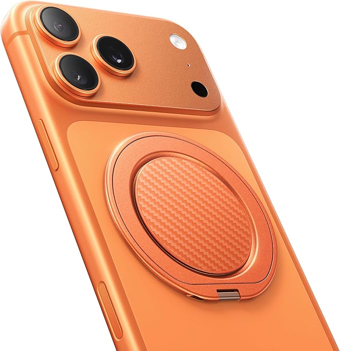 andobil [2026 Ultra-Thin] Magnetic Phone Grip for MagSafe [360° Rotate] Magnetic Cell Phone Ring Holder & Kickstand for MagSafe Accessories & iPhone 17 Air 16 Pro Max Plus 15 14 13 12, Orange