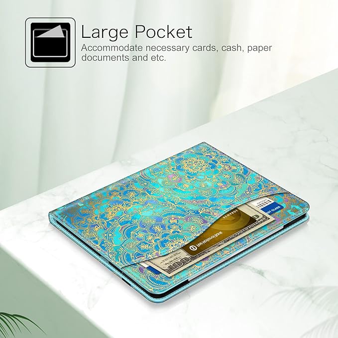 Fintie Folio Case for iPad Pro 12.9" 6th Generation 2022, Multi-Angle Smart Stand Cover w/Pencil Holder & Pocket, Also Fit iPad Pro 12.9 2021 5th & 2020 4th & 2018 3rd Gen, Shades of Blue