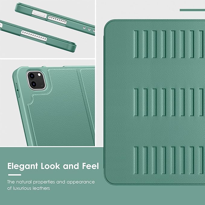 VIKESI Case for iPad Pro 12.9 6th / 5th / 4th / 3rd Generation Case 2022/2021/2020/2018,Multiple Angles Magnetic Stand Cover,Shockproof Soft Back,Pencil Holder,and Auto Sleep/Wake,Forest Green
