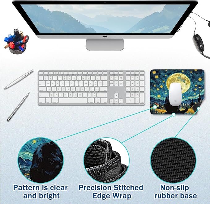 Mouse Pad for Gaming & Office - (11.8"×9.8") Small Desk Mat with Smooth Surface and Stylish Design for PC, Home Office Decor and Work