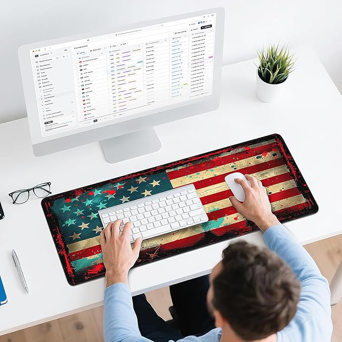 Gaming Mouse Pad - (31.5"×11.8") American Flag Large Mouse Pads for Desk - Desk Mat for Keyboard and Mouse with Non-Slip Base, Desks Pad Matfor Game/Office & Home