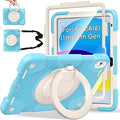 Andnary Case for iPad (A16) 11th /10th Generation 11/10.9 Inch 2025/2022 with Screen Protector/360° Rotate Stand/Shoulder Strap/Pencil Holder, Shockproof iPad 11th/10th Gen Cover (Blue+White)