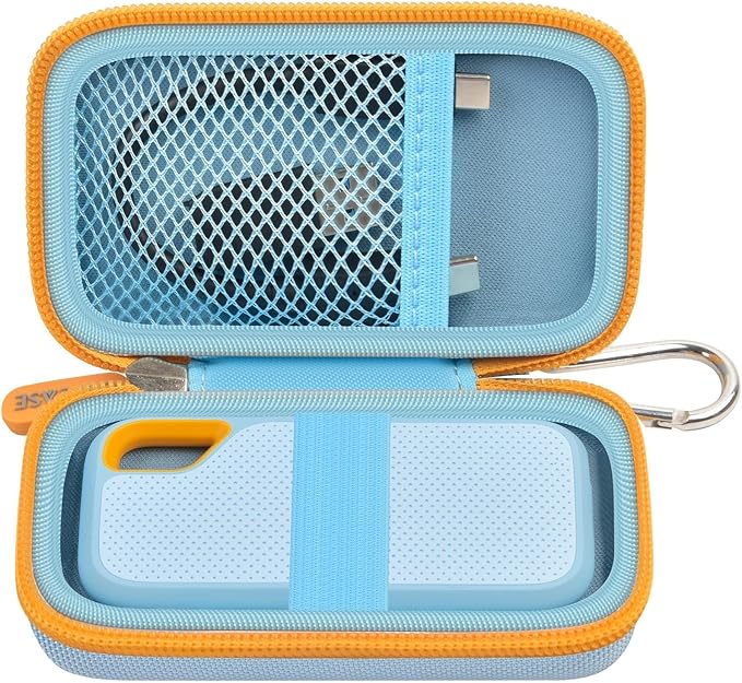 GWCASE Hard Case for SanDisk Extreme Portable SSD 1TB 2TB 4TB 8TB 500GB, External for Solid State Drive Travel Carrying Holder with Mesh Pocket for USB Cables & SD Cards (Bag Only)-Sky Blue
