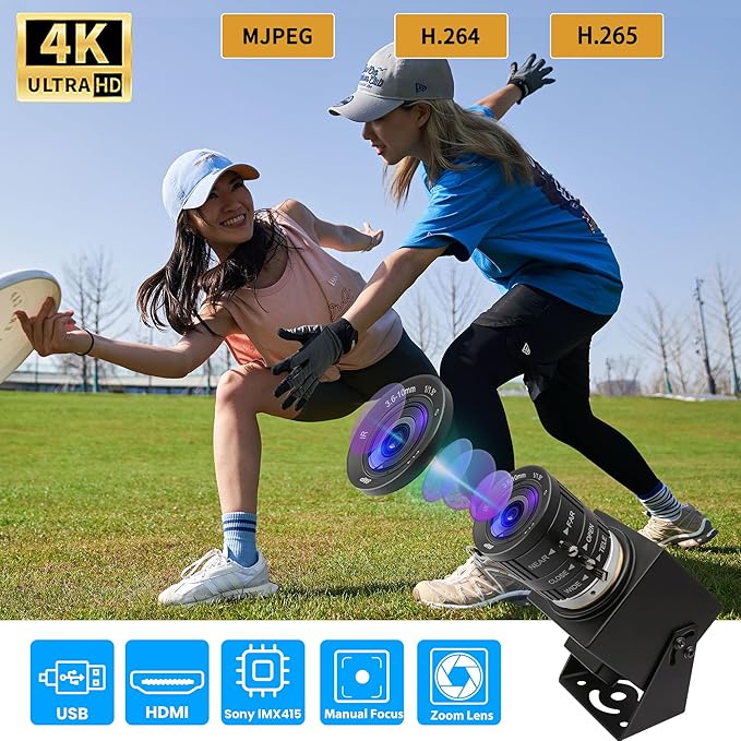 SVPRO 4K USB HDMI Camera Manual Zoom Webcam H.264 Close-ups Variable Focus External Computer Camera with USB and HDMI Dual Output for Laptop Tablet TV Monitor