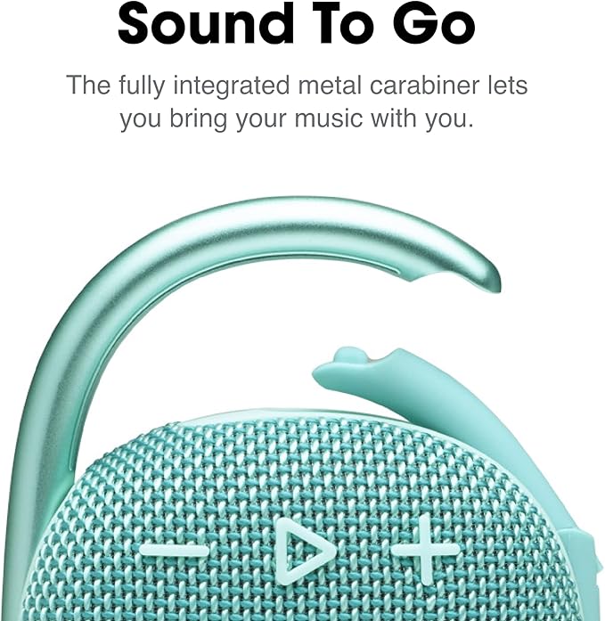 JBL Clip 4, Teal - Portable Bluetooth 5.1 Speaker - Up to 10 Hours of Play - Waterproof & Dust Resistant - Includes Noise & Echo-Canceling Speakerphone