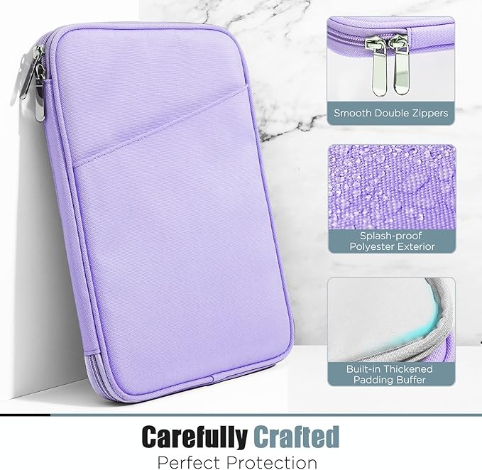TiMOVO 8-9 Inch Tablet Sleeve Case for All-New iPad mini 7 (A17 Pro, 2024), iPad mini 6 (8.3-Inch, 2021), iPad mini 5/4/3/2/1, Portable Protective Pouch Bag for iPad mini, Purple
