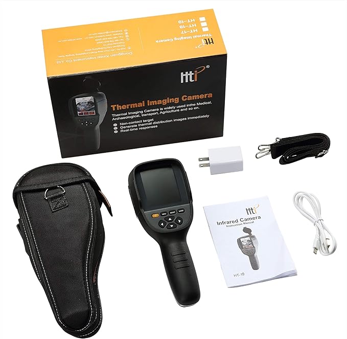 Higher Resolution 320 x 240 IR Infrared Thermal Imaging Camera. Model HTI-19 with Improved 300,000 Pixels, Sharp 3.2in Color Display Screen, Battery Included. Lightweight Comfortable Grip.