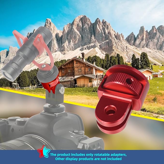 2PC Camera Tripod Mount for Gopro Adapter, 360° Adjustment 1/4-20 Screw Conversion Adapter for GoPro Hero10, Insta360 ONE X3, X2, Go 3, Xiaomi Yi and Other Action Cameras (red)