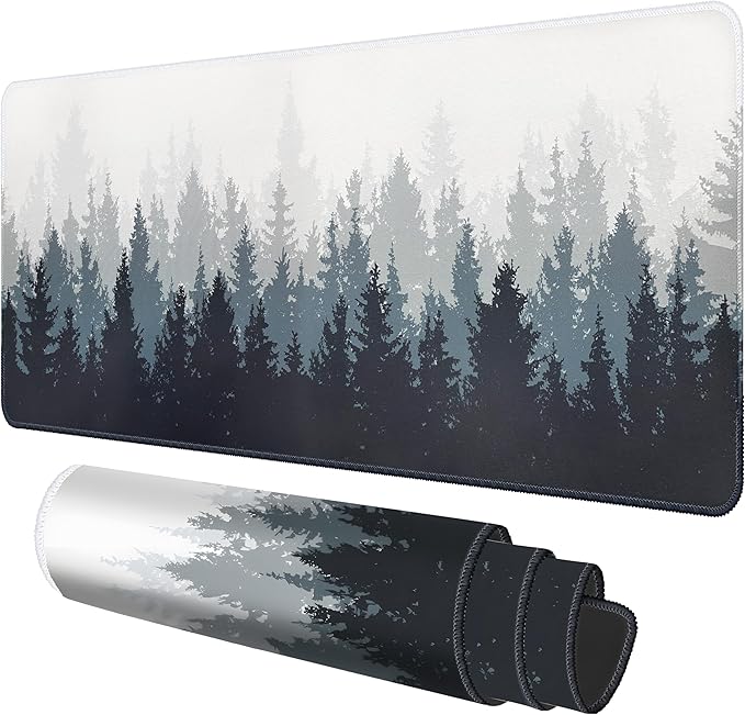 Galdas Mouse Pad For Gaming,Forest Background Pattern XXL XL Large Mouse Mat Long Extended MousePad Desk Mat Non-Slip Rubber Mice Pads Stitched Edges Thin (31.5 x 11.8 x 0.12 Inches) Tree