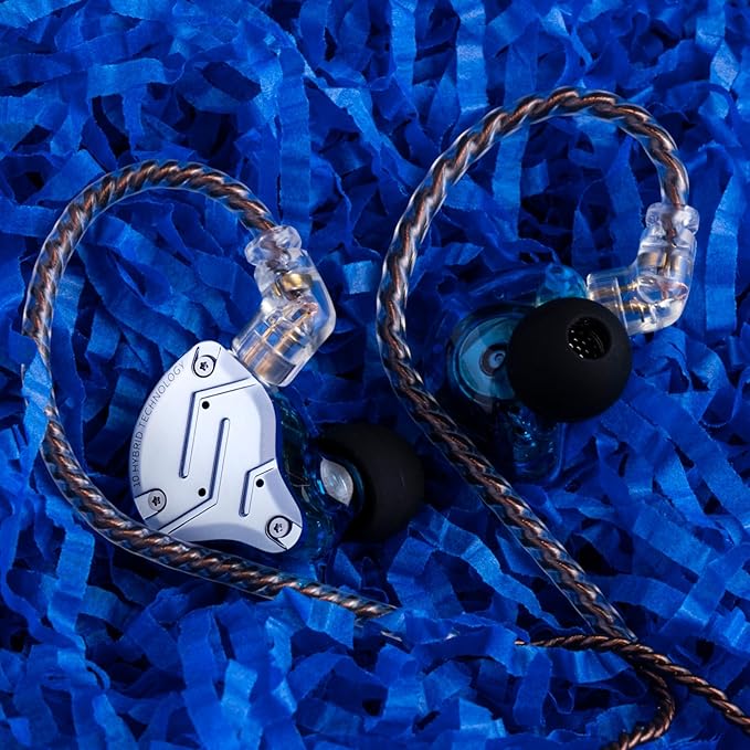 Linsoul KZ ZS10 Pro, 4BA+1DD 5 Driver in Ear Monitor, HiFi Wired Earbuds, Gaming Earbuds, Hybrid IEM Earphones with Stainless Steel Faceplate, Detachable Cable for Musician (with Mic, Blue)