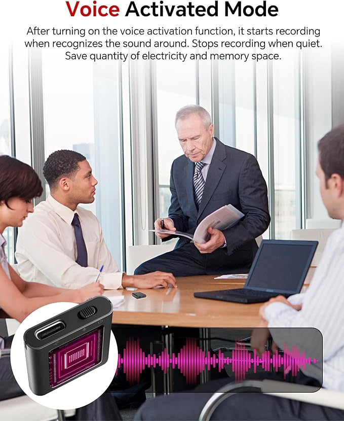 128GB Digital Voice Recorder, Rechargeable Audio Voice Activated Recorder – Perfect for Recording Lectures, Meetings, Conversation and Interviews MicroSD Card (128GB Black)