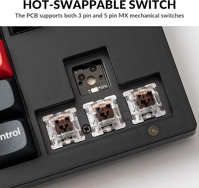 Keychron V3 Wired Custom Mechanical Keyboard, TKL Tenkeyless QMK/VIA Programmable Macro with Hot-swappable Keychron K Pro Brown Switch Compatible with Mac Windows Linux (Frosted Black-Translucent)