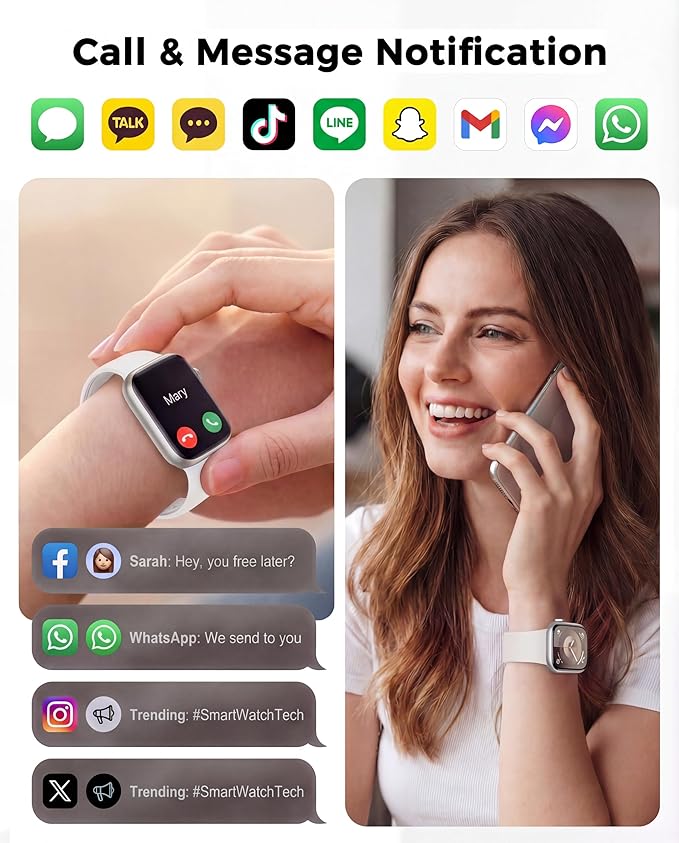 Smart Watch, Fitness Watch for Women Men with 24/7 Heart Rate/Blood Pressure Monitor,Pedometer, Sleep Tracker, 120+ Sport Modes, IP68 Waterproof Activity&Fitness Tracker Compatible with Android iPhone