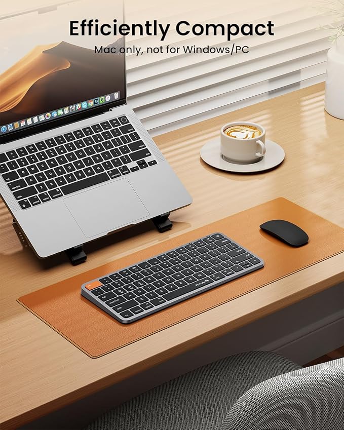 ProtoArc Bluetooth Keyboard for iPad, K90-A Backlit Compact Wireless Keyboard for Mac, Multi-Device, Low Profile, Rechargeable, Compatible with MacBook Pro/Air/Neo, iMac, Not for Windows - Space Gray