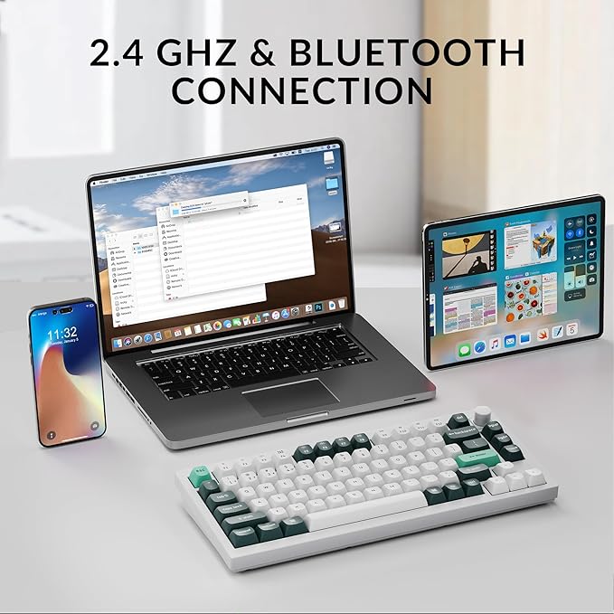 Keychron Q1 HE Wireless Custom Keyboard Rapid Trigger QMK Launcher 2.4 GHz Bluetooth 5.2 with Gateron Double-Rail Magnetic Switch, RGB Compatible with Mac Windows Linux (Hot-swappable)