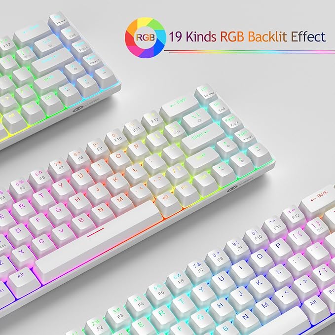 MageGee 60% Rapid Trigger Gaming Keyboard, Hall Effect Magnetic Switch, Actuation Point Adjustable, Hot Swappable RGB Backlit Wired Keyboard with Arrow Keys for Win/PC/MAC, White