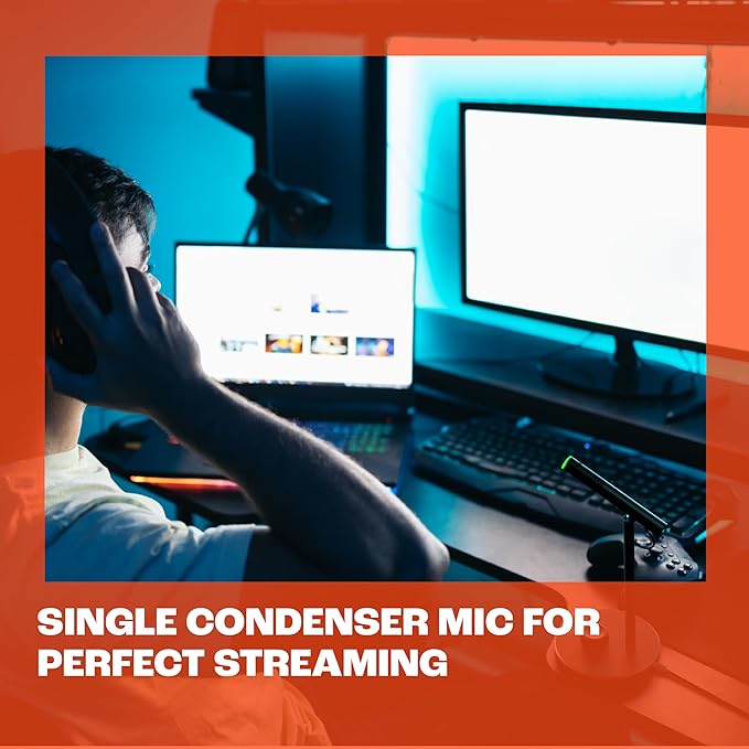 JBL Quantum Stream Talk - Single Condenser Microphone for Perfect Streaming, Recording and Gaming, One-Press Mute Button, Easy-to-Adjust Control knob, Built-in Shock Absorber (Black)