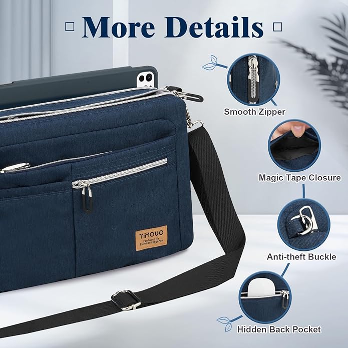 TiMOVO 9-11 Inch Tablet Sleeve Bag for iPad 11-inch A16 2025, Galaxy Tab A9 Plus 11", Anti-Theft Deisgn & Shoulder Strap