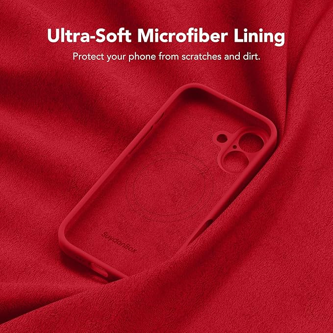 Magnetic for iPhone 17 Case, Compatible with MagSafe, [Full Camera Protection][Screen Protector] Silicone Shockproof Protective Phone Case for iPhone 17 6.3", Deep Red