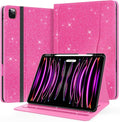 Zonefoker Case for New iPad Pro 12.9 inch 6th/5th/4th/3rd Generation 2022/2021/2020/2018, 12.9'' ipad Pro Leather Protective Cover 6/5/4/3 Gen with Pencil Holder, Auto Wake/Sleep, Glitter Pink