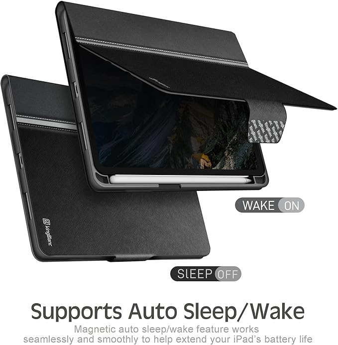 KingBlanc for iPad mini 7 (A17 Pro) Case, iPad mini 7th/6th Generation Case (2024/2021 8.3-inch) with Pencil Holder, PU Leather Stand Cover, Auto Sleep/Wake, Multi-Angle for Viewing/Typing, Black