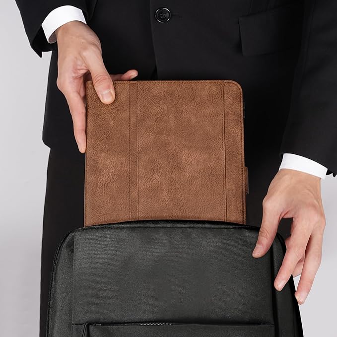 Handmade Case for iPad Pro 11 Inch (M5/M4) 2025/2024 with Pencil Holder Pocket,Magnetic Closure,Auto Sleep/Wake,Vegan Leather Folio Protective Cover,Multi Angles Stand,Dark Brown