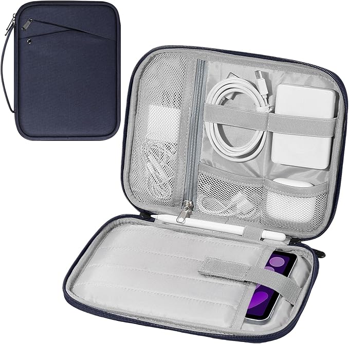 MoKo 7-8 Inch Tablet Sleeve Carrying Case with Handle, Padded Protective Travel Bag for iPad Mini A17 Pro/6th 8.3'', iPad Mini 5/4/3/2th 7.9", Indigo