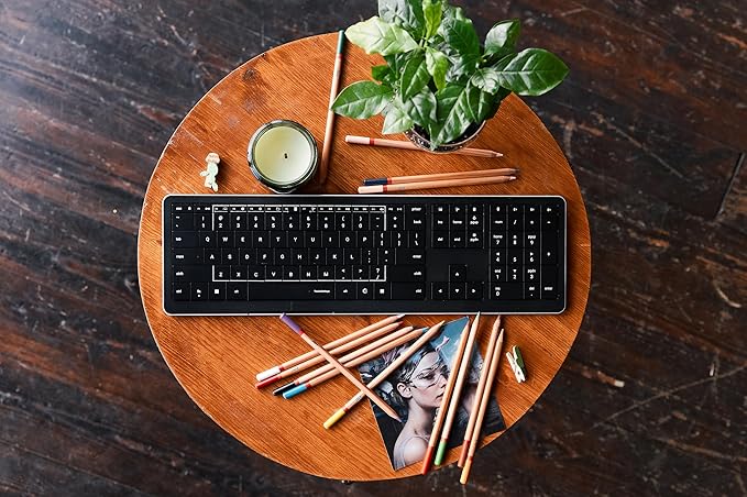 CLVX 1 Windows | Touch On Keys & Gestures AI Keyboard | Bluetooth & USB-C | Low Profile Silent Scissor Keys | Interactive RGB | Aluminum Chassis | Compatible with Windows/Linux/Android