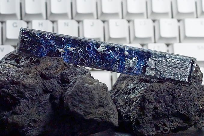 Blue Spaceship Astronaut Galaxy Artisan Spacebar Keycap SA Profile Custom Spacebar 6.25U Keycaps Handmade Gaming Resin Key Cap Cherry MX Switch Compatible Mechanical Keyboard Space Lover Gift