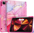 Soke for iPad Pro 11 Case (M2) 2022/2021/2020 with Pencil Holder - [Full Body Protection + Apple Pencil Charging + Auto Wake/Sleep], Soft TPU Back Cover for 2022 iPad Pro 11 inch(Hot Pink Marble)